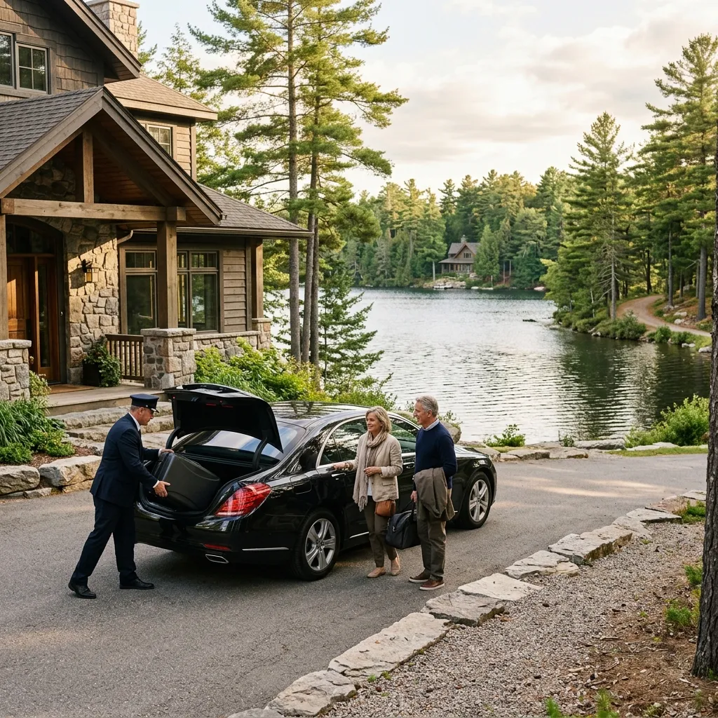 Professional chauffeur loading luggage for private Muskoka Airport transportation