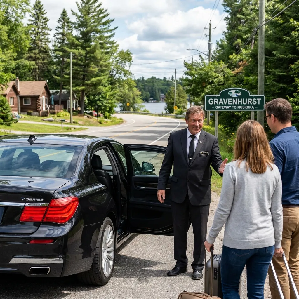 Experienced local chauffeur providing private transportation service in Gravenhurst Ontario with luxury vehicle