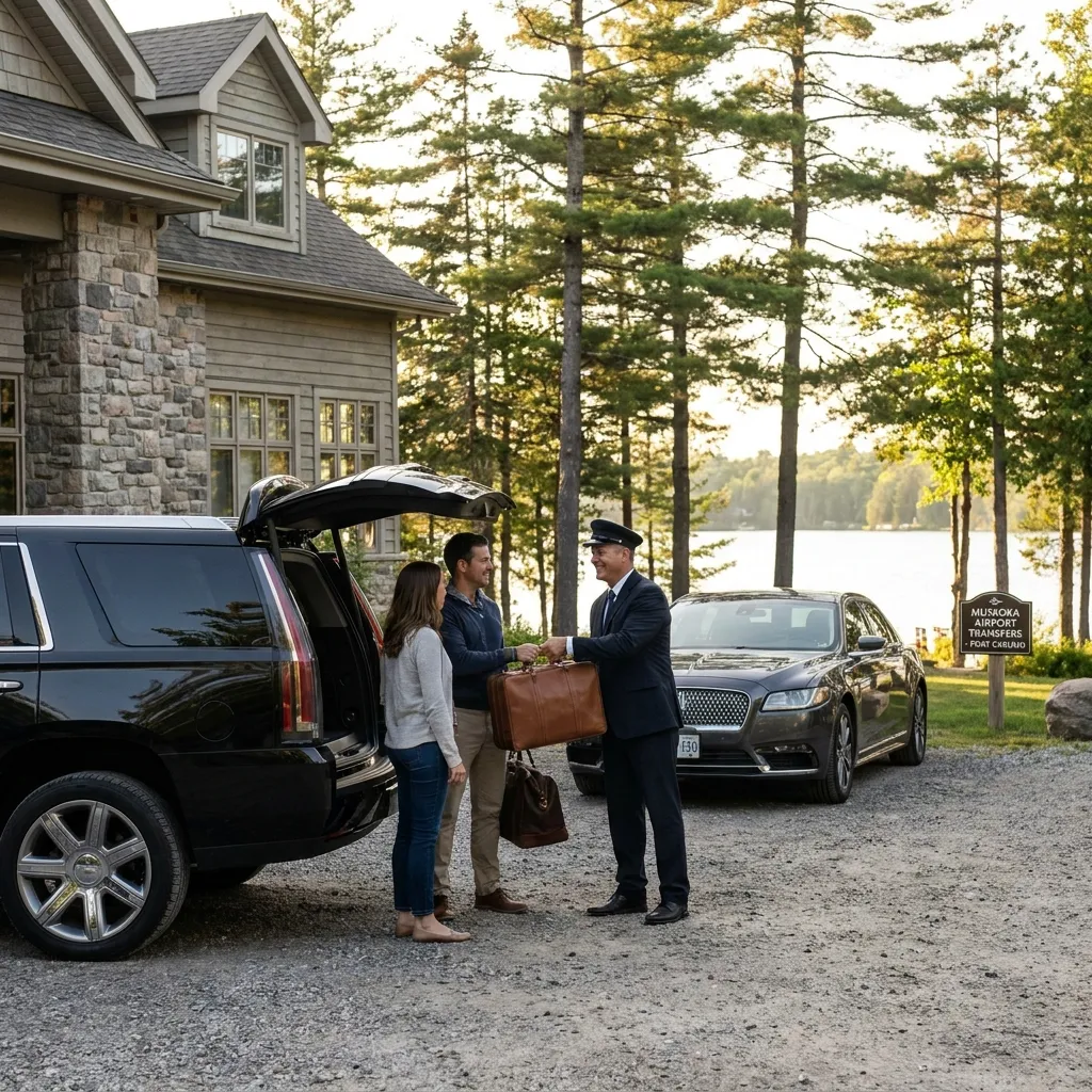 Professional chauffeur offering luggage assistance and reliable airport transportation in Port Carling with luxury vehicles